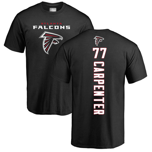 Atlanta Falcons Men Black James Carpenter Backer NFL Football #77 T Shirt
